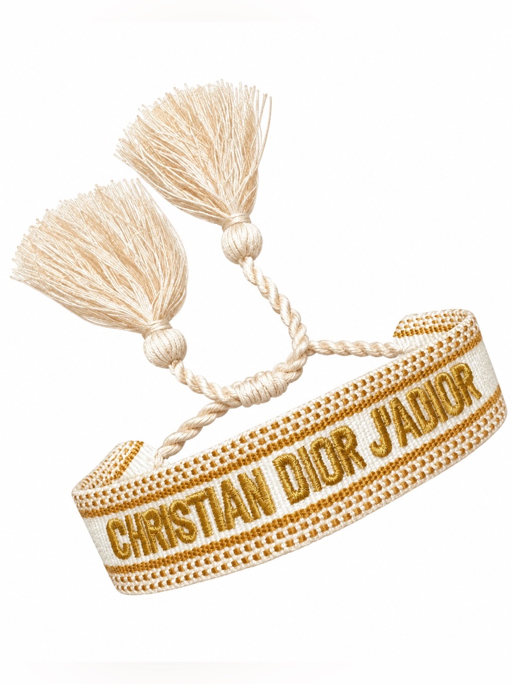 DIOR J’Adior Cream Gold Embroidered Tassel Bracelet